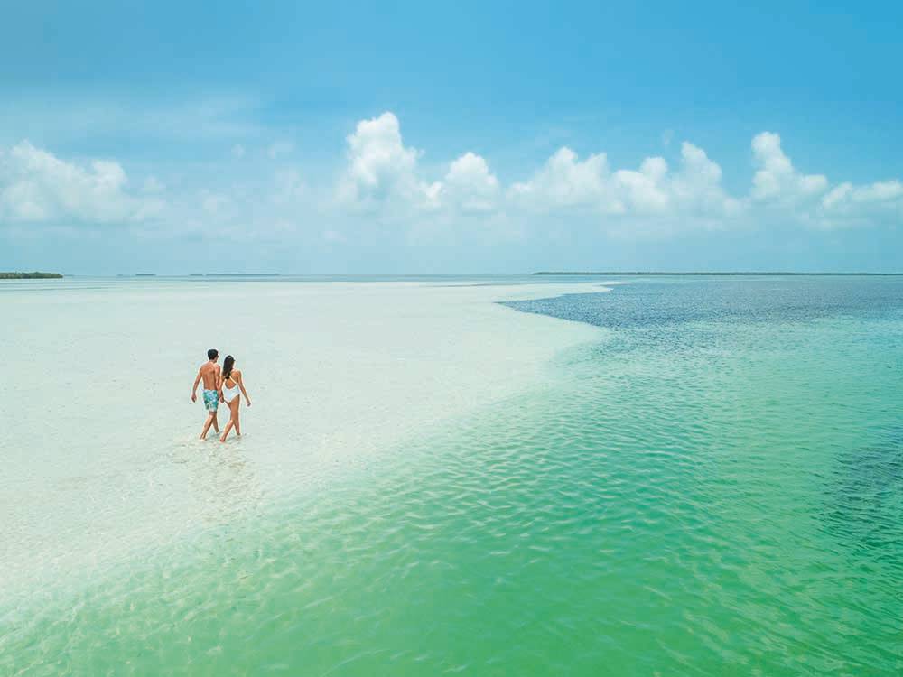 A couple taking a walk in the water nearby at BIG PINE KEY & FLORIDA LOWER KEYS