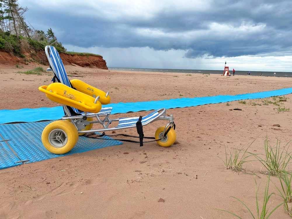 A gurney with lifesavers at PEI PROVINCIAL PARKS
