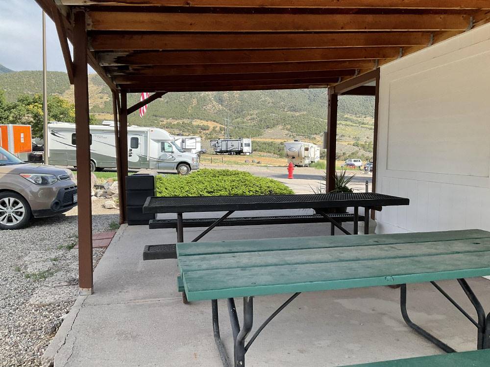 Covered area with picnic tables