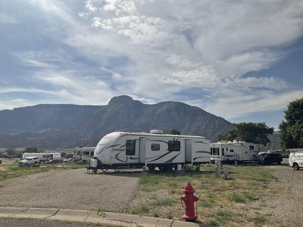 A travel trailer at a site