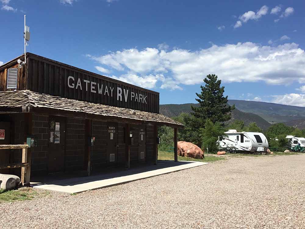 The main entrance building at GATEWAY RV PARK