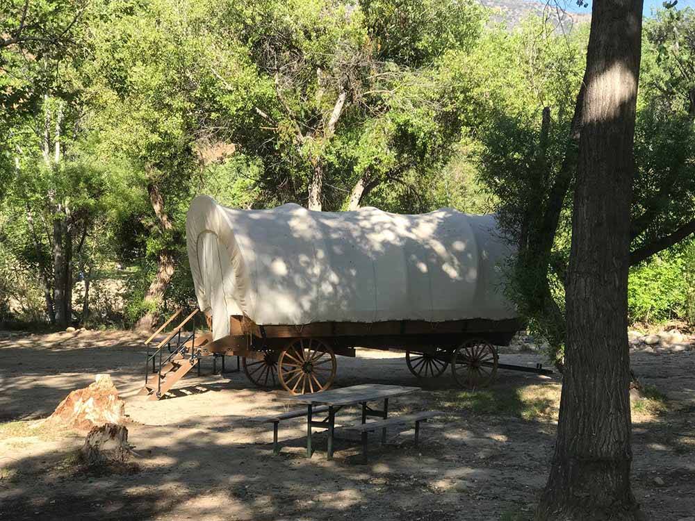 A covered wagon rental at FRANDY PARK CAMPGROUND