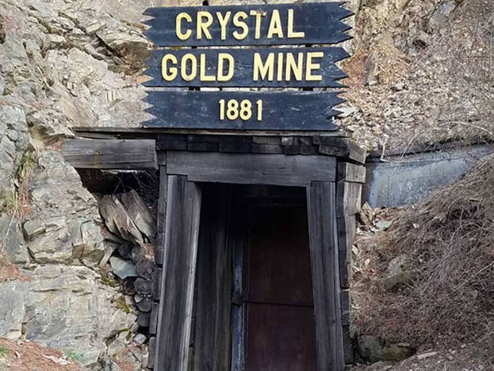 The entrance to the Crystal Gold Mine 1881 at CRYSTAL GOLD MINE & RV PARK