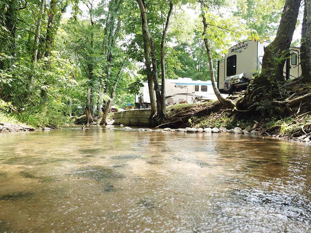 RV sites by the creek at TRIPLE CREEK CAMPGROUND