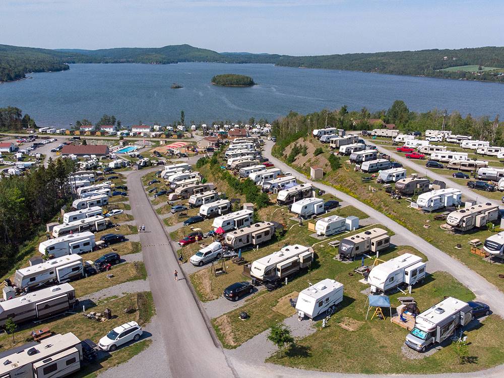 Aerial view of park at Bas-St-Laurent Campground