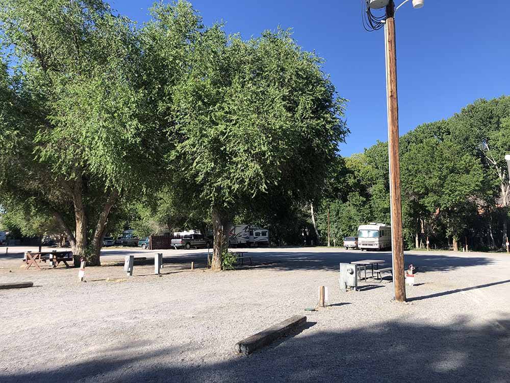 An empty gravel RV site at PICKETTS RV PARK