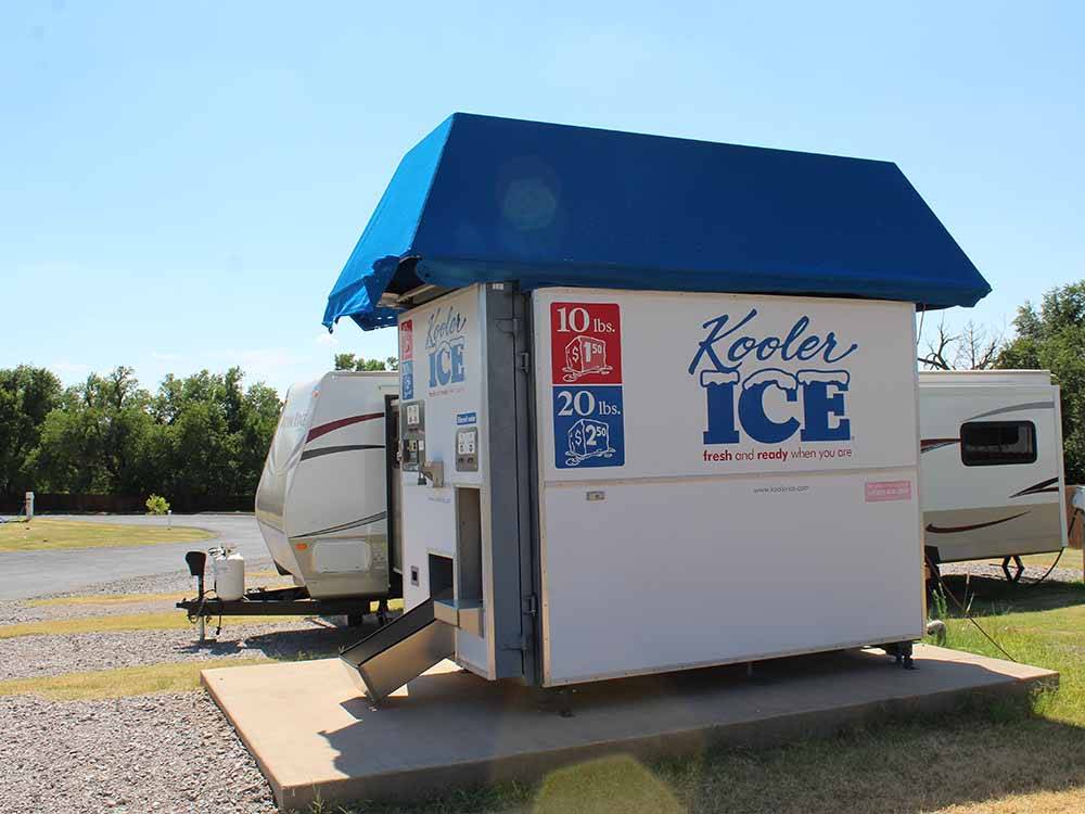 The Kooler Ice vending machine at PECAN GROVE RV RESORT
