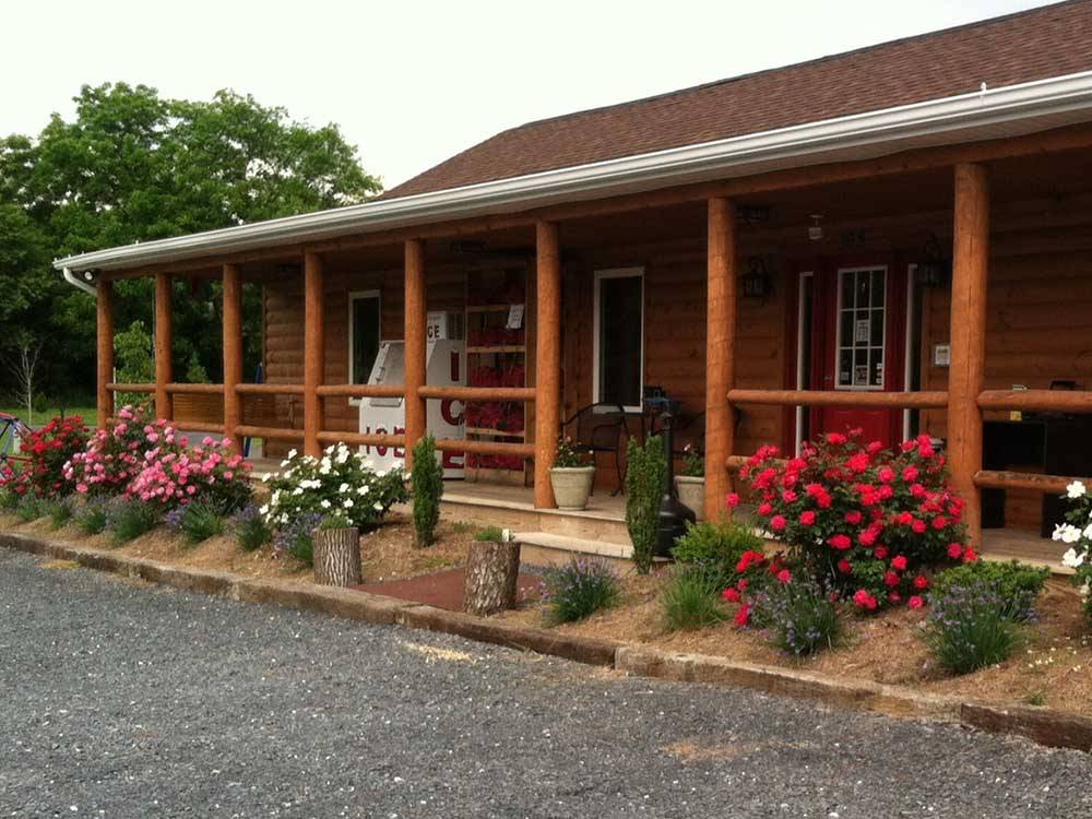 Flowers in front of the main building at SHENANDOAH VALLEY CAMPGROUNDS