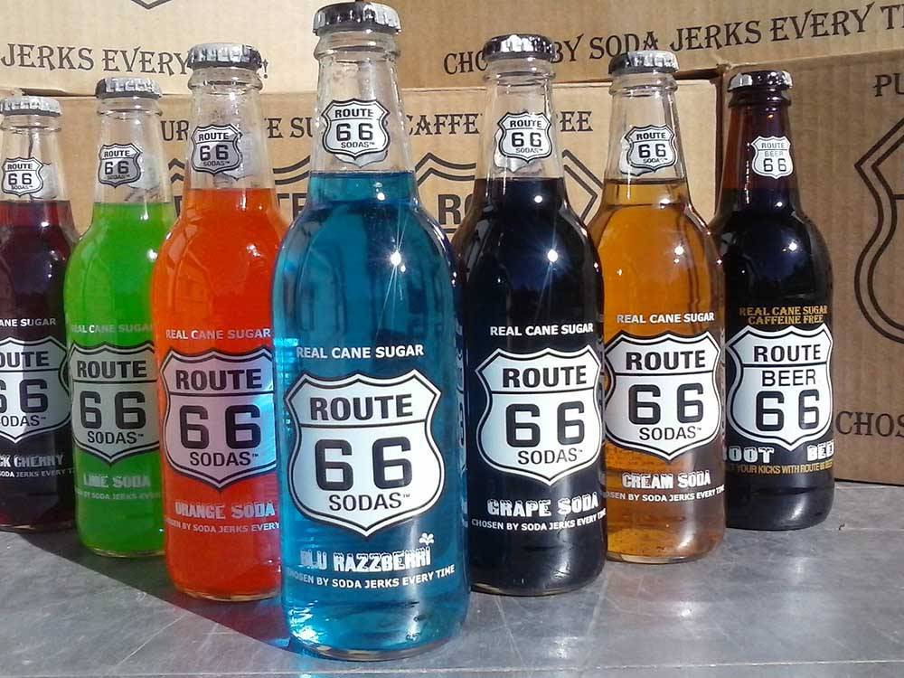 A row of Route 66 sodas of various flavors at GRAND CANYON VIEW RV