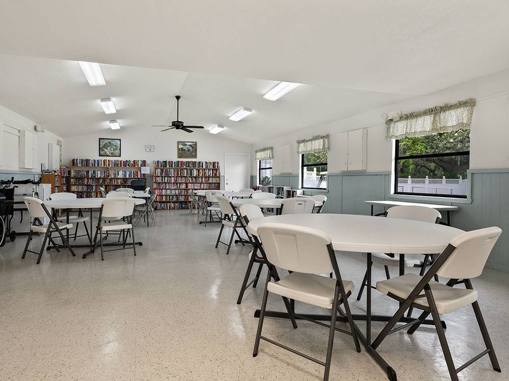 Indoor folding tables at Morningside RV Estates