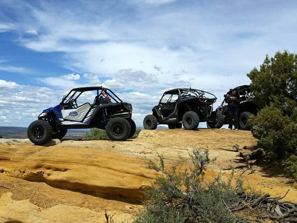 A group of off road vehicles on a rock at HOMESTEAD RV PARK