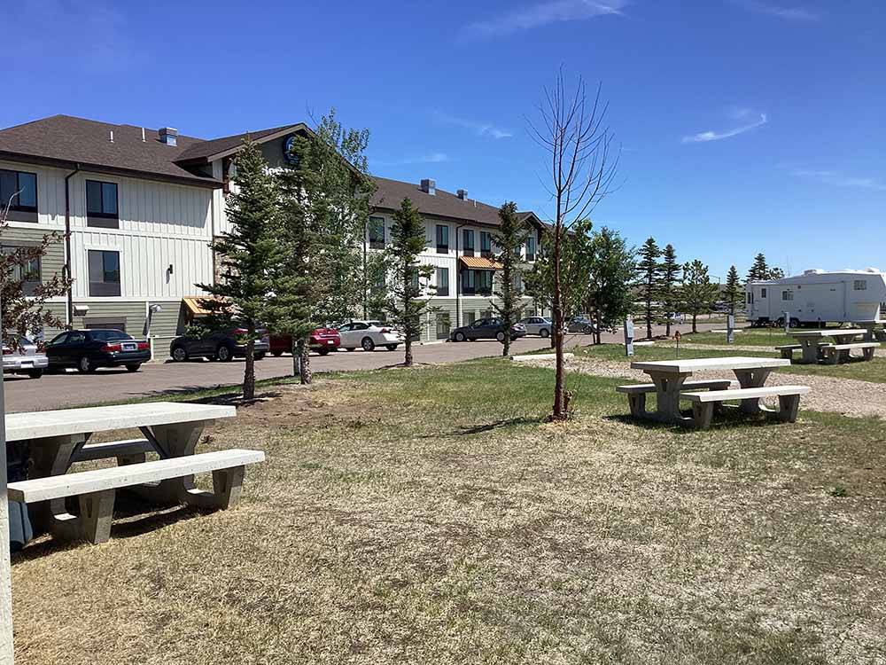 A couple of picnic tables at TRAILS WEST RV PARK