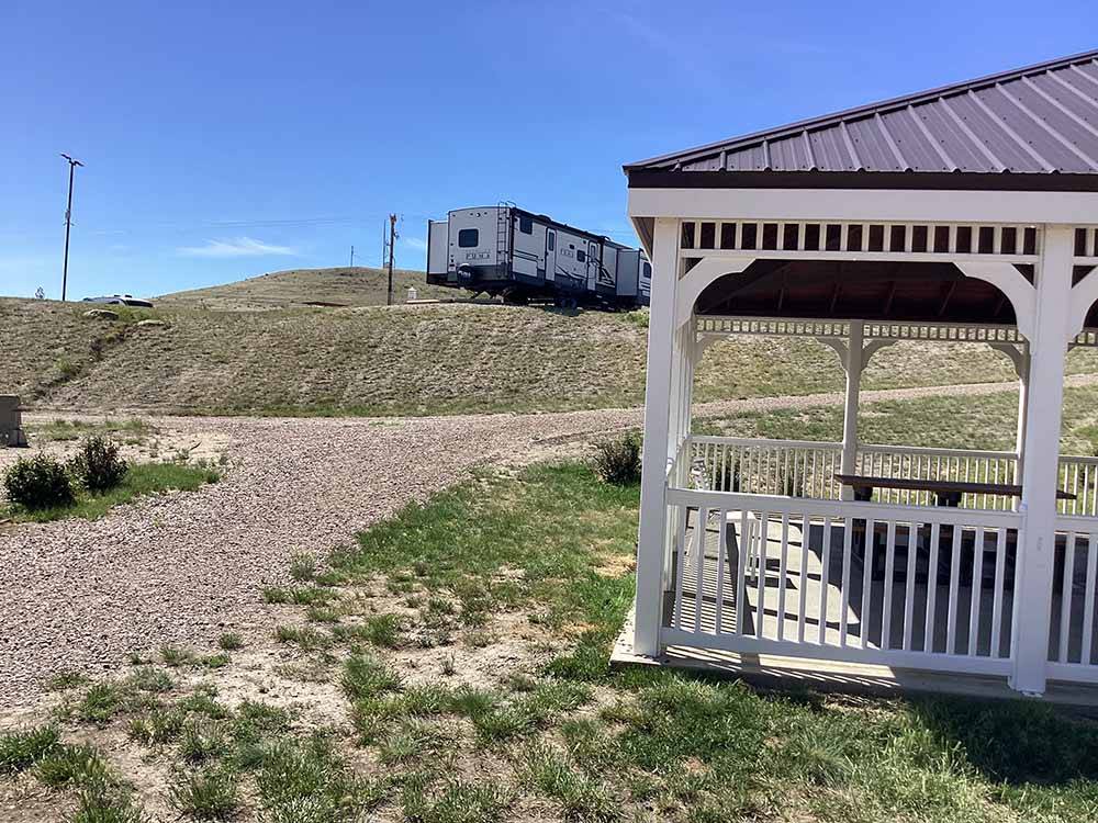 RV sites overlooking the pavilion at SHELBY RV PARK AND RESORT