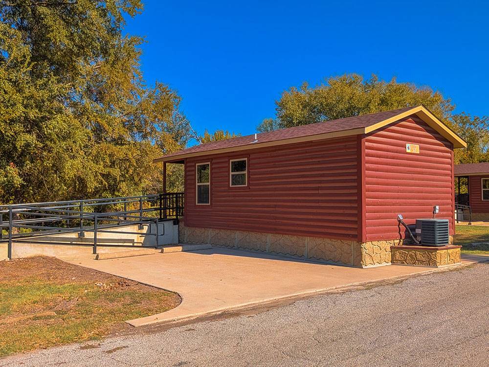 A rental cabin with an accessible ramp at Hidden Cove Park