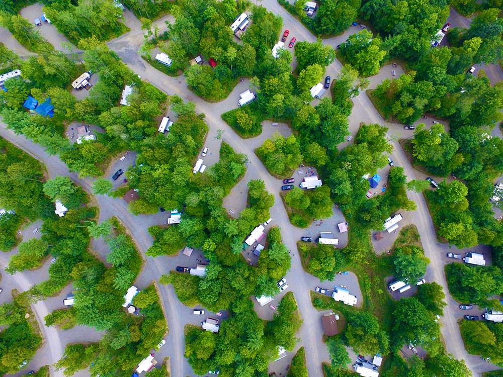 Amazing aerial view of the campground at MOOSE HILLOCK CAMPING RESORT NY