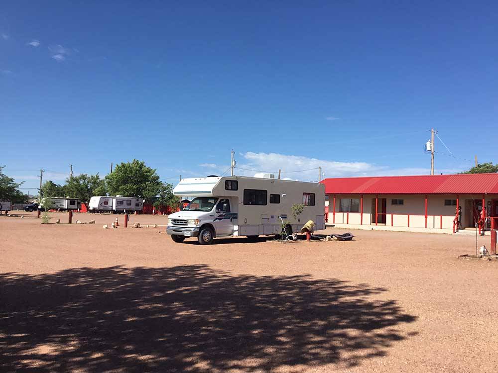 Class C Motorhome parked onsite at WILD WEST RV PARK