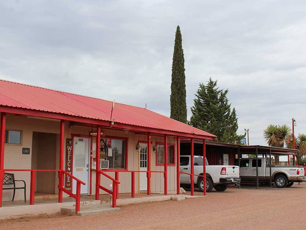 Close-up of main building at WILD WEST RV PARK