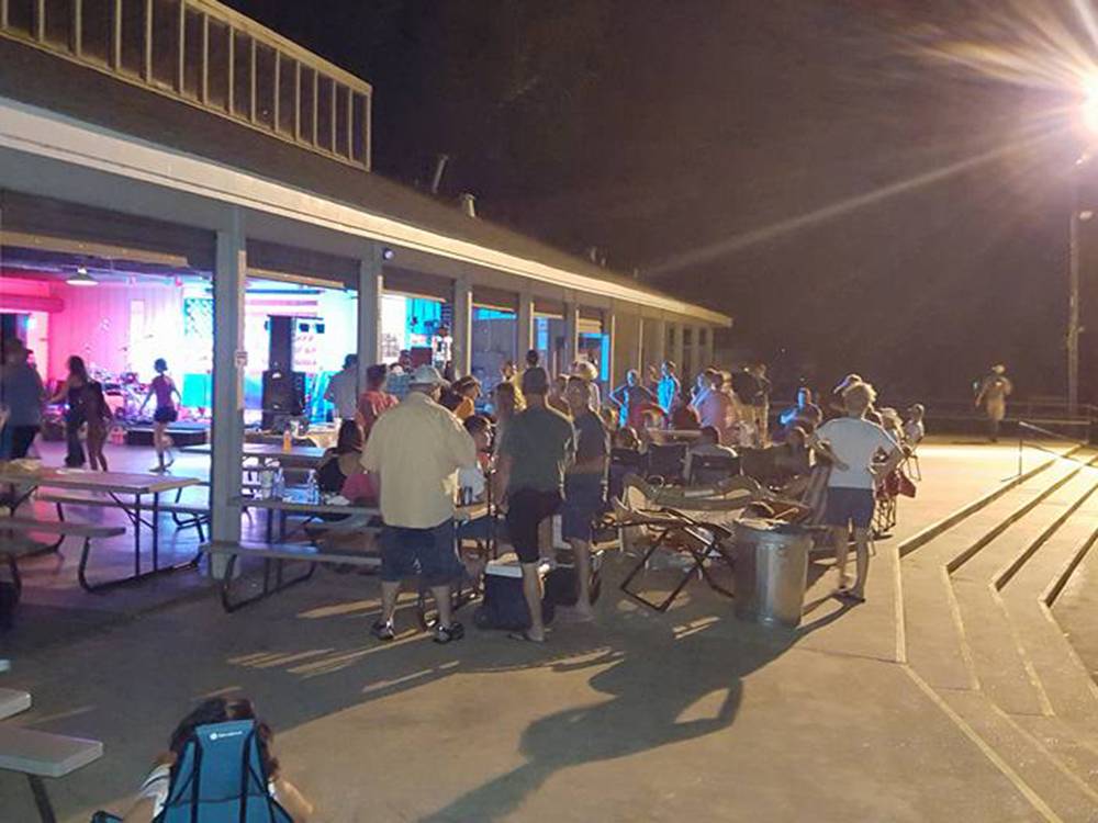 People gathering at the pavilion