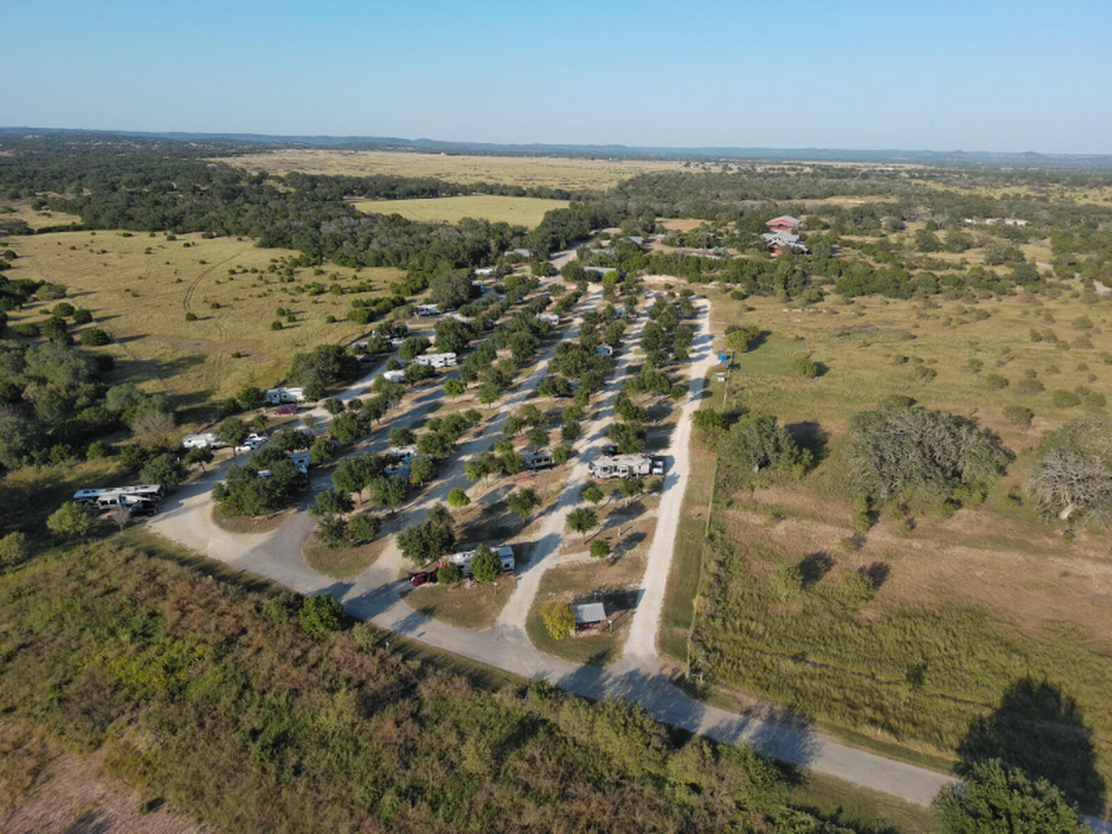 Aerial view of the park at Antler Oaks Lodge and RV Resort