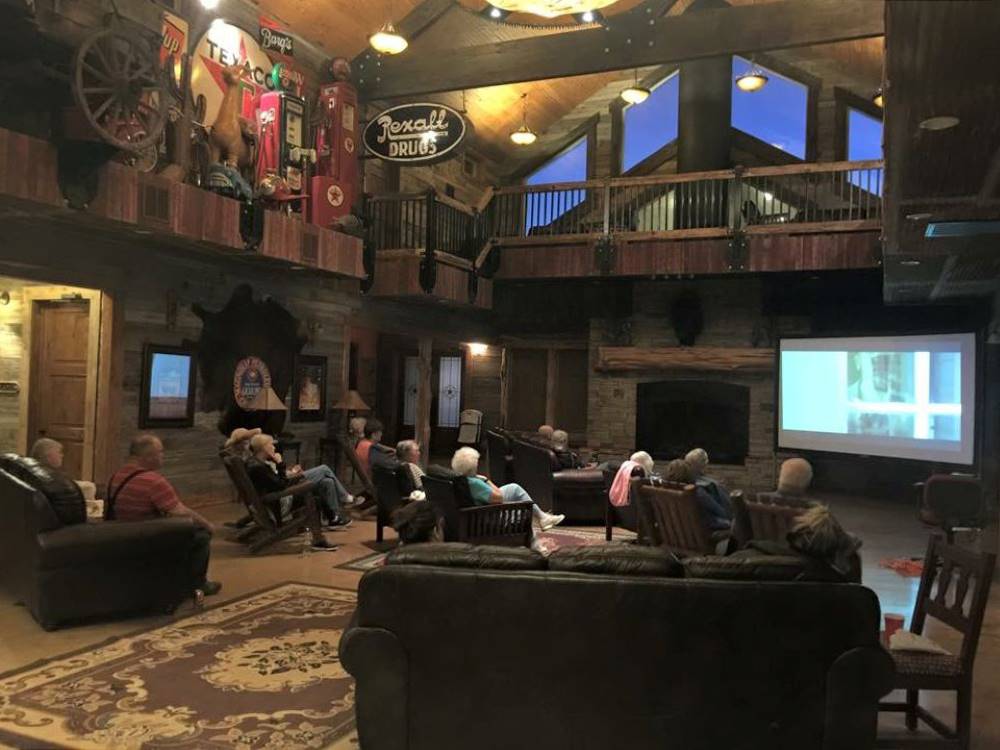 Movie night in the lodge