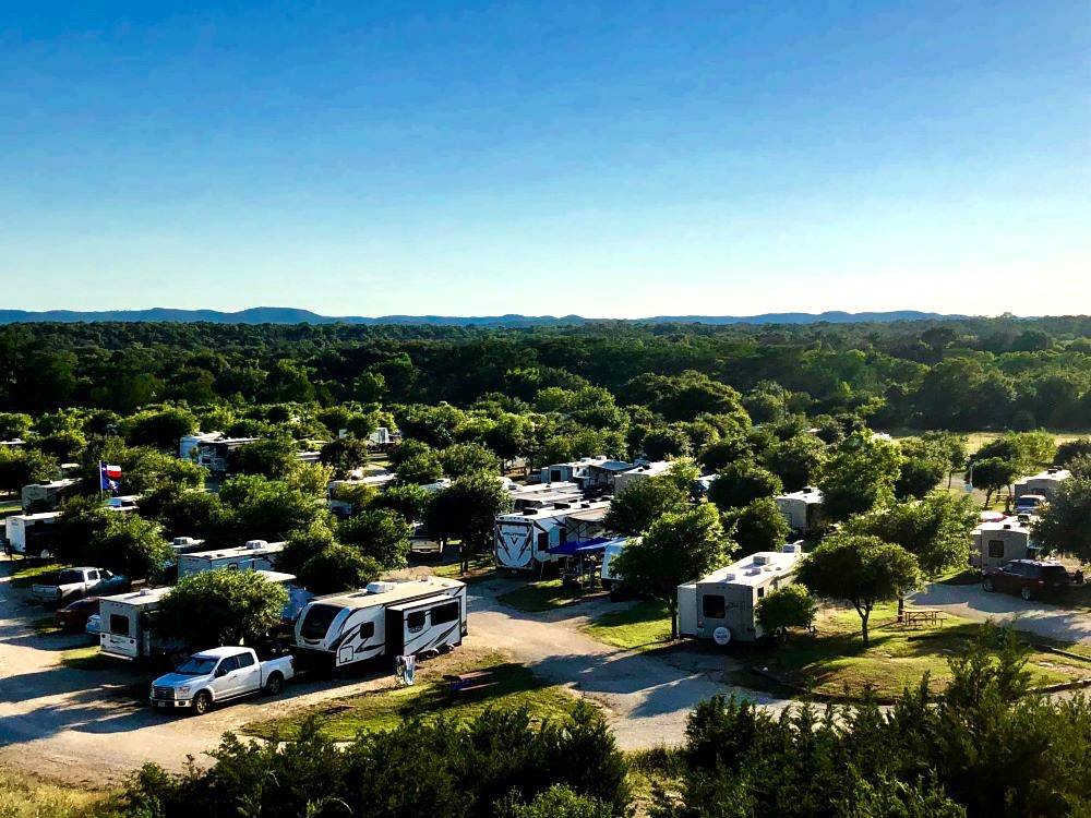 Aerial view of full RV sites