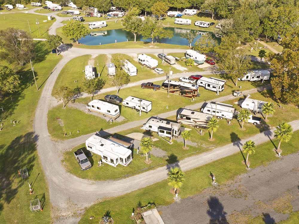 An aerial view of the campsites at GAINESVILLE RV PARK