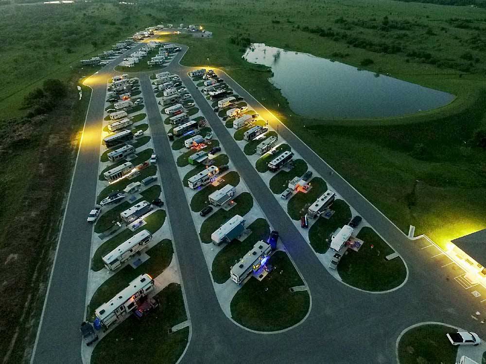 Aerial view of campground at BY THE LAKE RV PARK