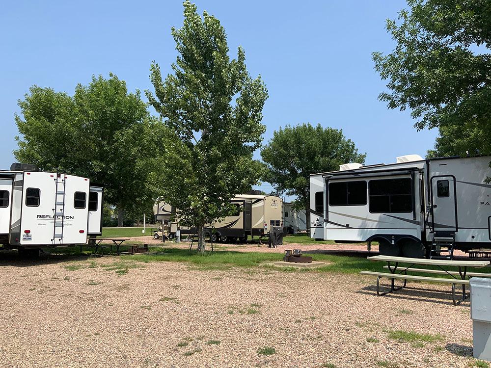 Three travel trailers with slide-outs at D & S CAMPGROUND & LODGE