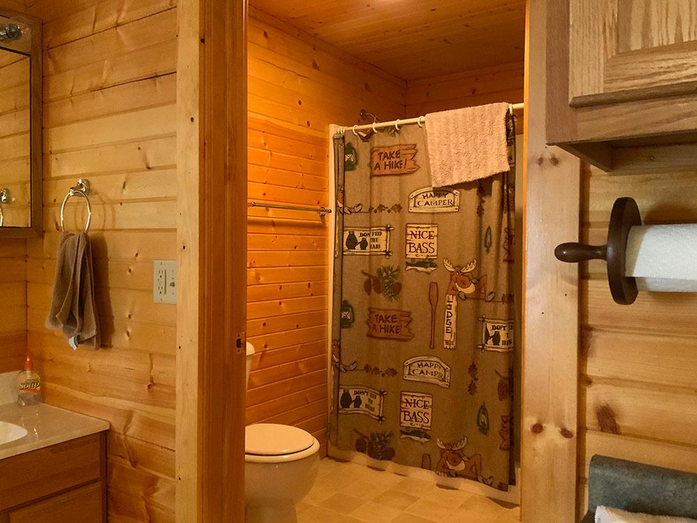 The bathroom in a rental unit at D & S CAMPGROUND & LODGE