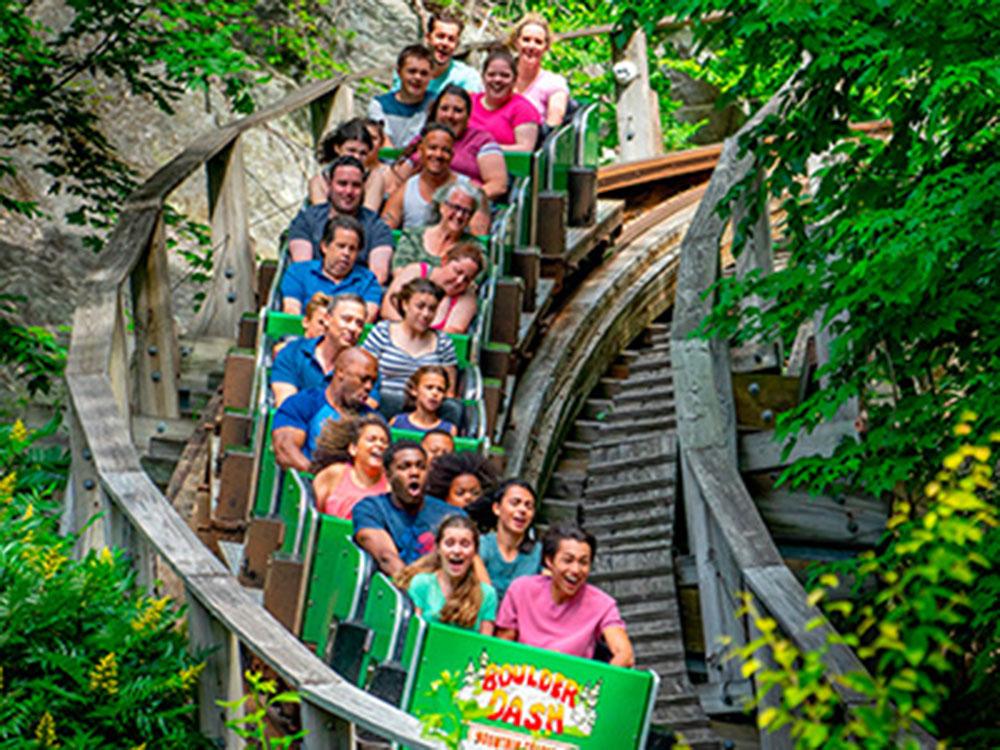 People enjoying the roller coaster at LAKE COMPOUNCE CAMPGROUND