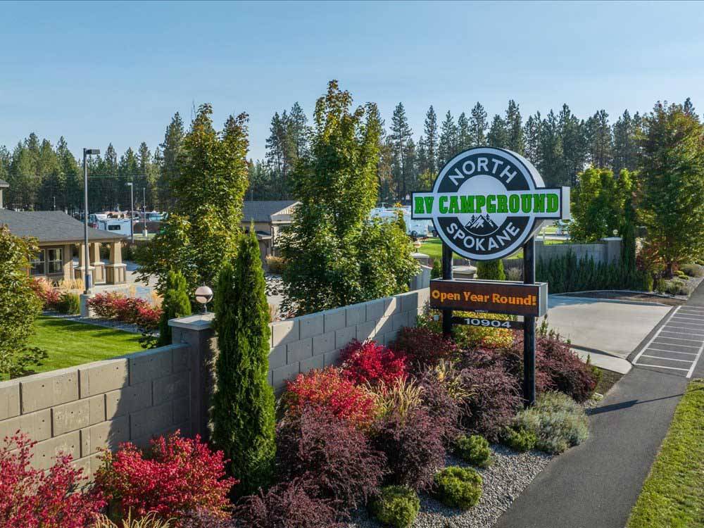 The business sign outside the main entrance at NORTH SPOKANE RV CAMPGROUND