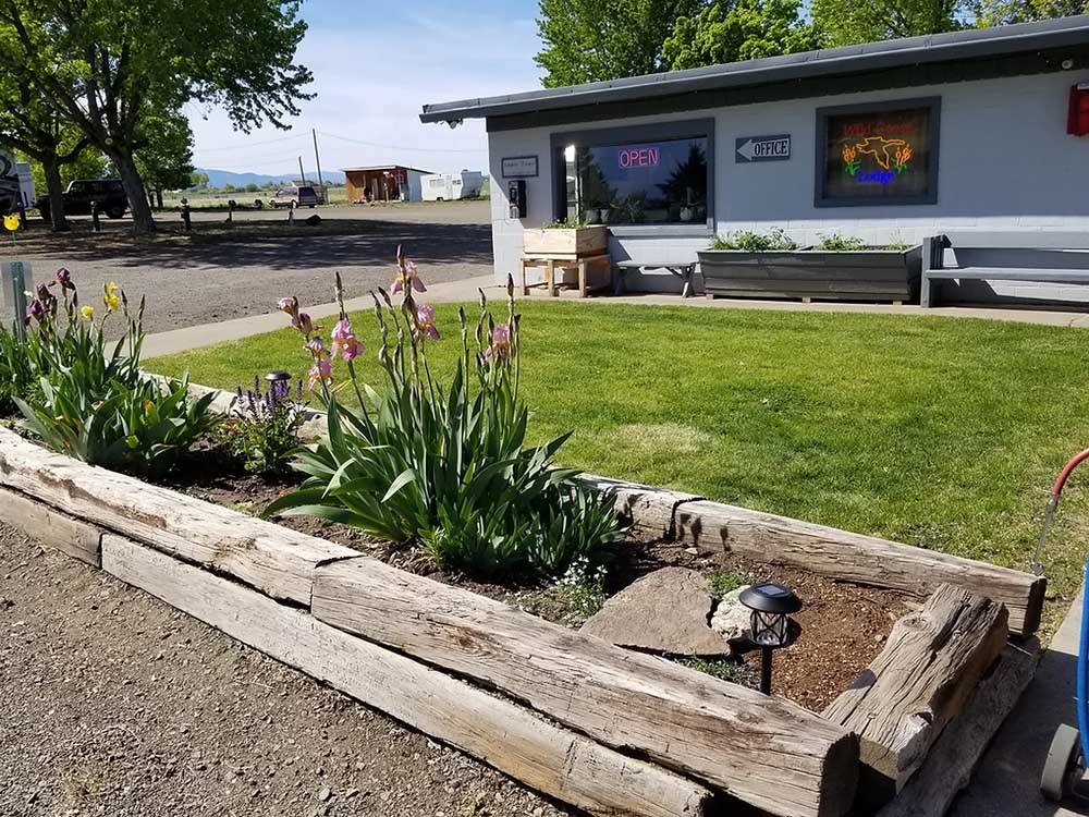 The planter in front of the office at WILD GOOSE MEADOWS RV PARK