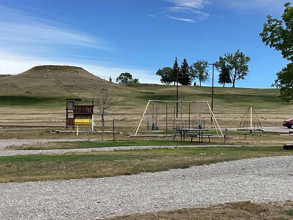 The playground equipment at CHOTEAU MOUNTAIN VIEW RV CAMPGROUND