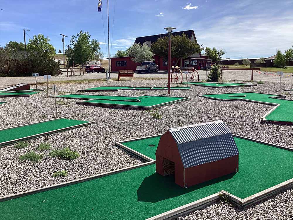 The miniature golf course at CHOTEAU MOUNTAIN VIEW RV CAMPGROUND