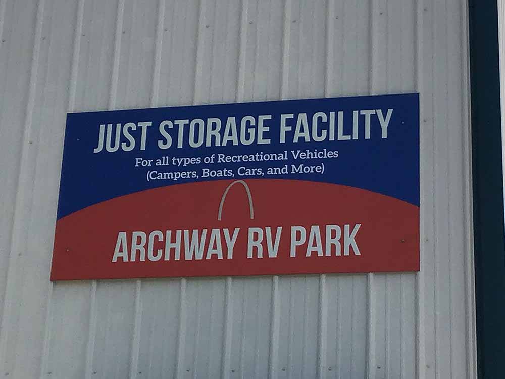 The storage facility sign at ARCHWAY RV PARK