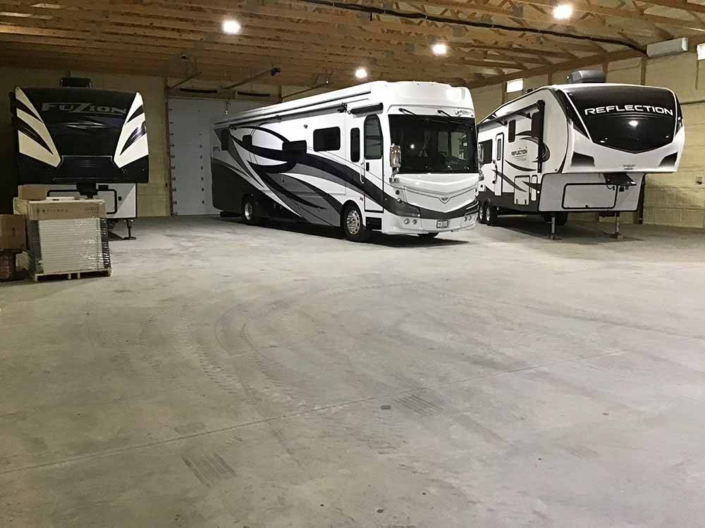 Inside of the RV storage facility at ARCHWAY RV PARK
