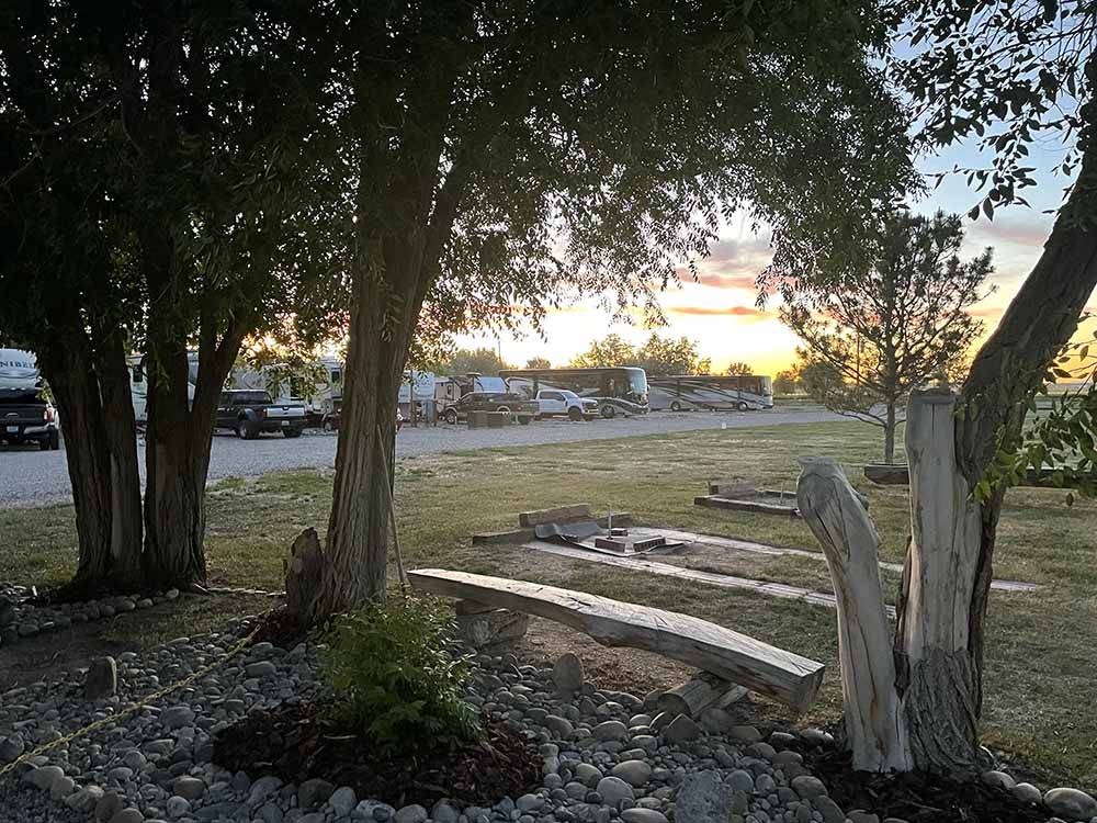 The horseshoe pits by the RV sites at WORLAND RV PARK AND CAMPGROUND
