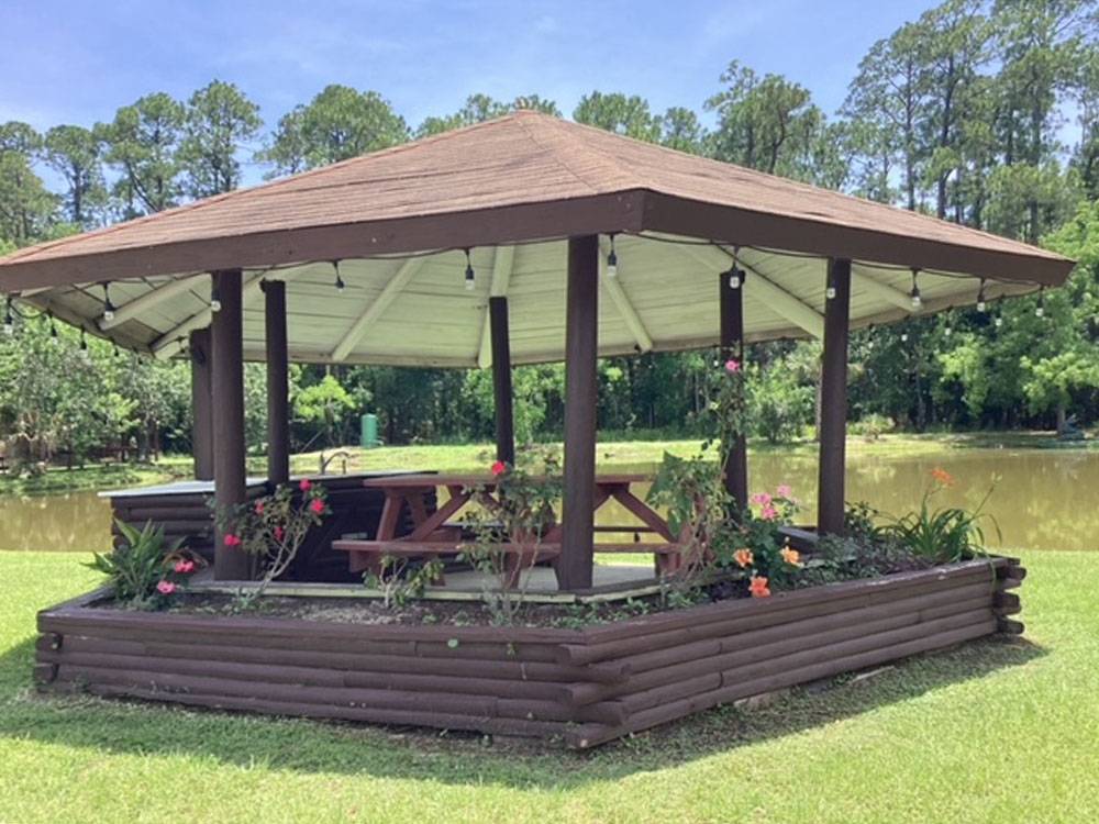 A covered seating area