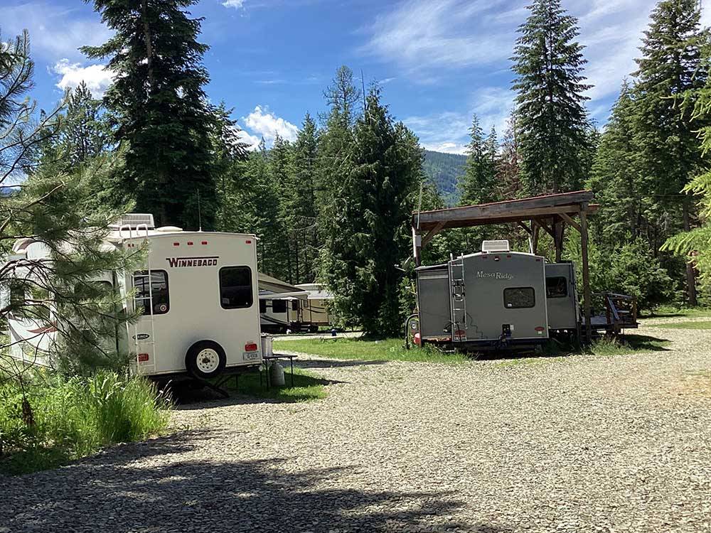 A group of gravel RV sites at THE HEMLOCKS RV AND LODGING