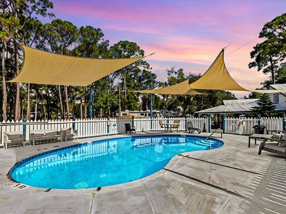The swimming pool at dusk