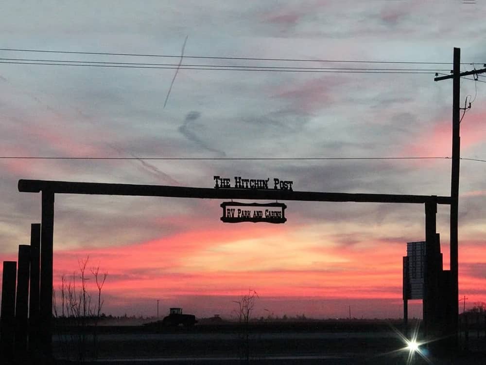 Campground entrance at sunset