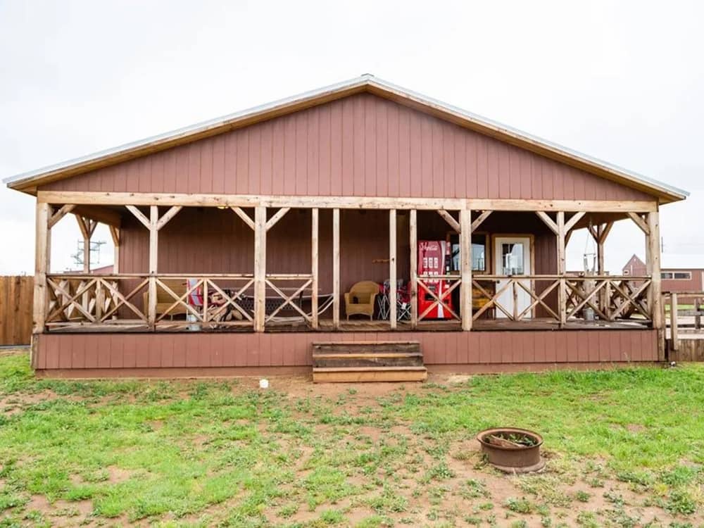 The office building with a Coke machine