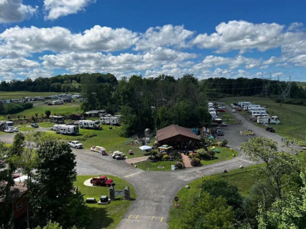 View of the park at Twilight on the Erie RV Resort