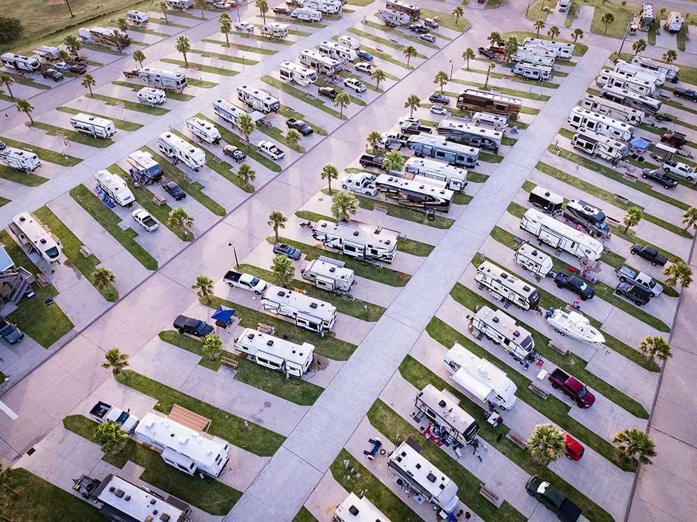 Amazing aerial view of the RV sites at STELLA MARE RV RESORT