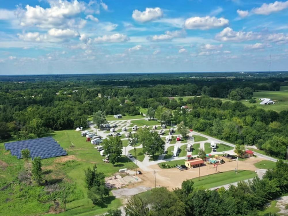 Areal view of Camp Mi Casa on the Route RV Park
