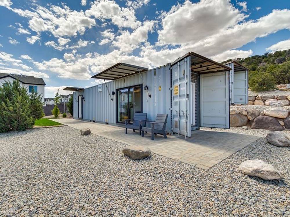A shipping container converted into a rental