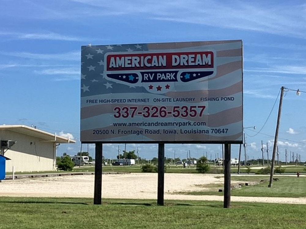 The Entry Sign at AMERICAN DREAM RV PARK