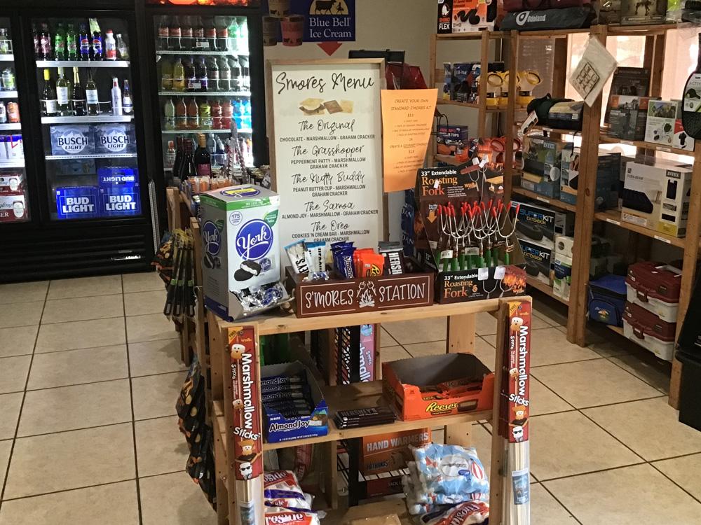 Items for sale inside the store at OKEFENOKEE PASTIMES CABINS & CAMPGROUND