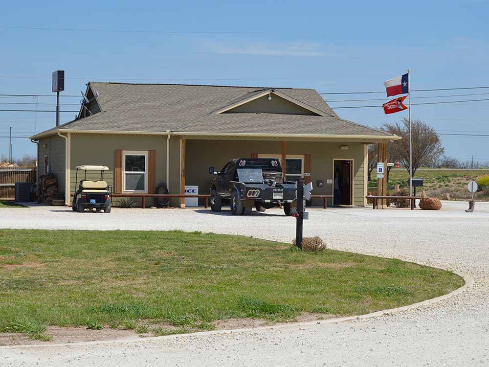 The front entrance building at WHISTLE STOP RV RESORT