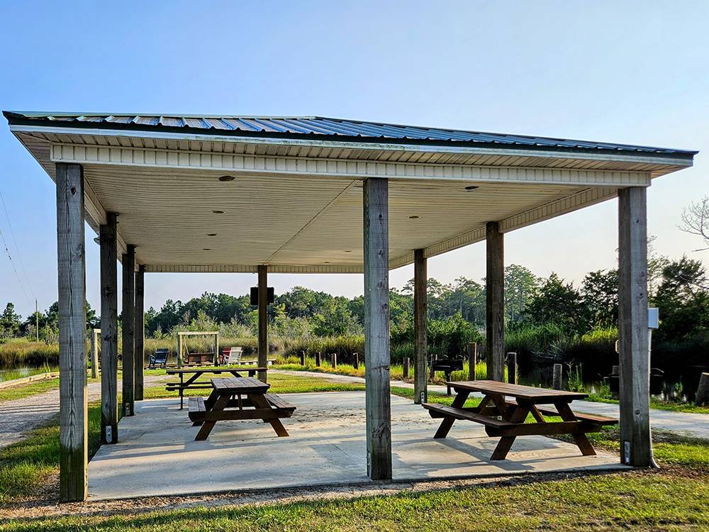 Open pavilion by the water at Deep Creek RV Resort & Campground